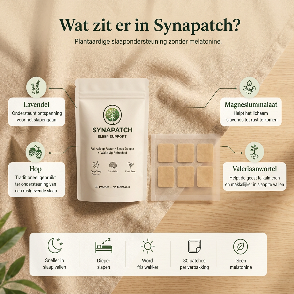 Wat zit er in Synapatch: Lavendel, Magnesiummalaat, Hop, Valeriaanwortel